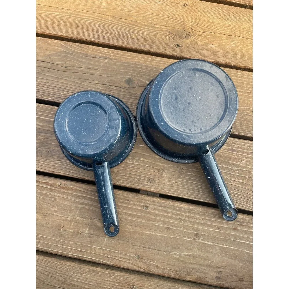 Graniteware Blue Grainiteware Speckled Saucepan Set 1.5 & 1 Quart